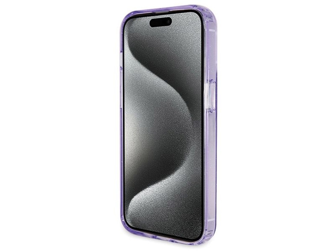 Capa MagSafe Guess Ring Stand Script Glitter para iPhone 13 Pro Max - roxa