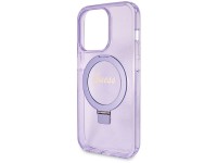 Guess Ring Stand Script Glitter MagSafe case for iPhone 14 Pro Max - purple Guess Ring Stand Script Glitter MagSafe case for iPhone 14 Pro Max - purple