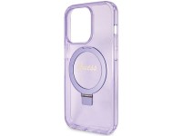 Capa MagSafe Guess Ring Stand Script Glitter para iPhone 15 Pro - roxa Capa MagSafe Guess Ring Stand Script Glitter para iPhone 15 Pro - roxa