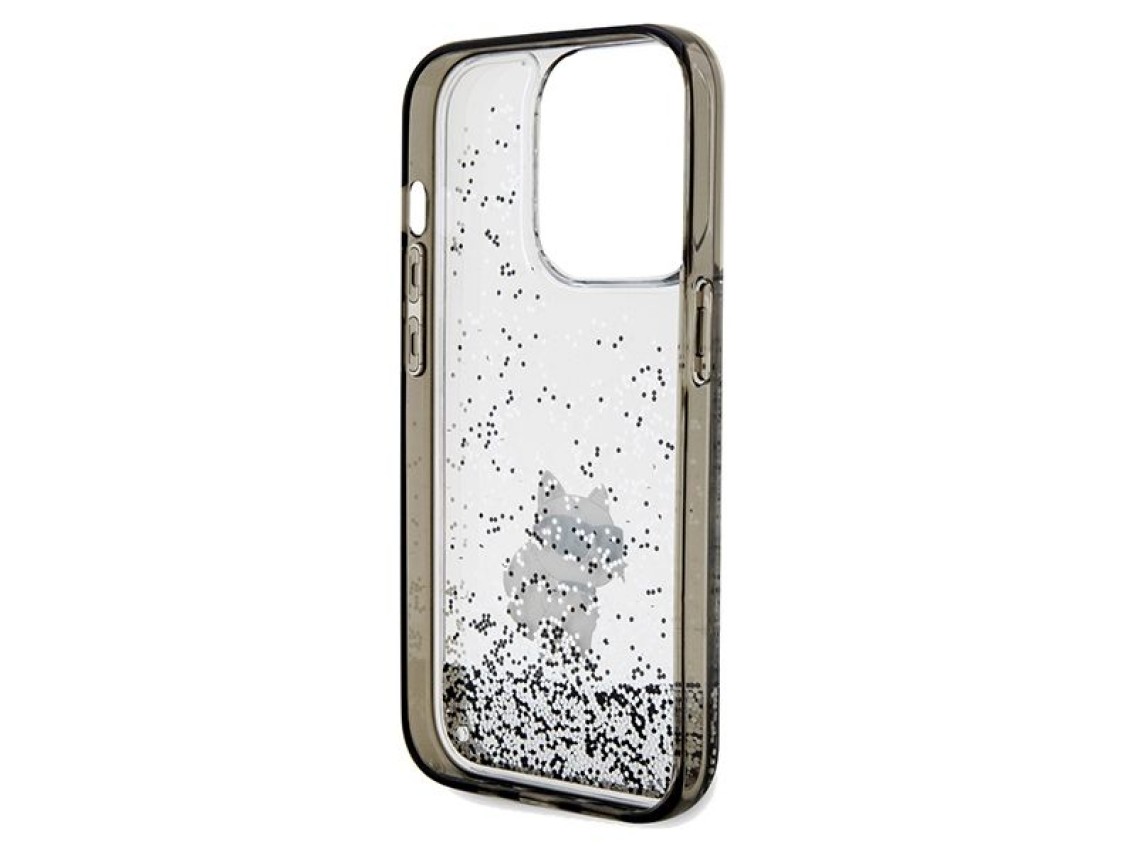 Capa transparente Karl Lagerfeld Liquid Glitter Choupette para iPhone 14 Pro Max