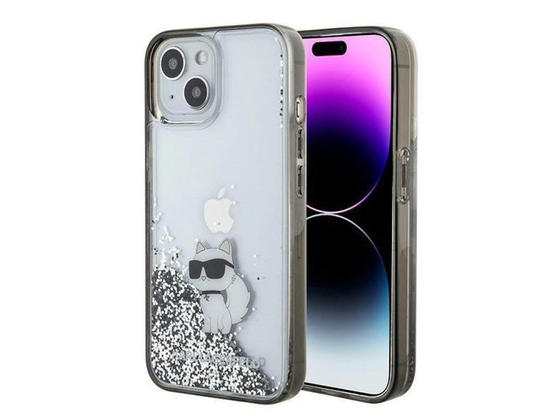 Funda Karl Lagerfeld Liquid Glitter Choupette para iPhone 15 - transparente