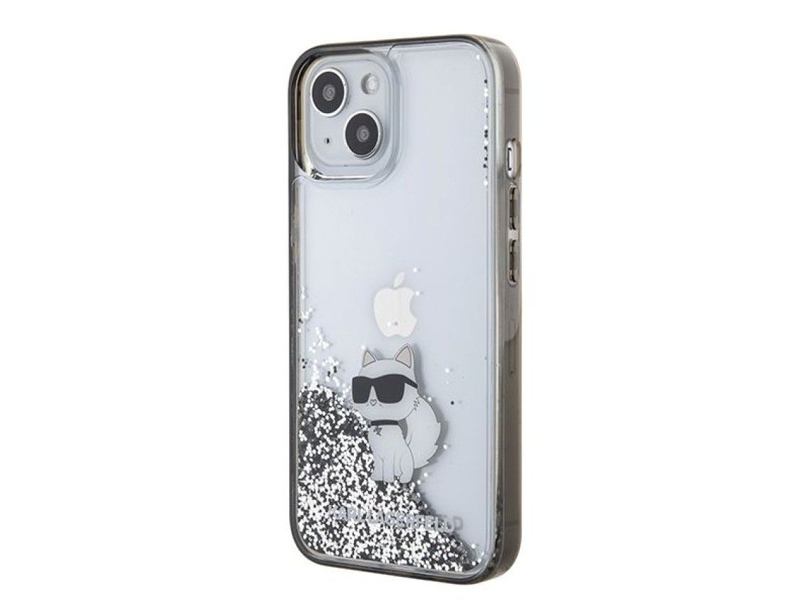 Funda Karl Lagerfeld Liquid Glitter Choupette para iPhone 15 - transparente