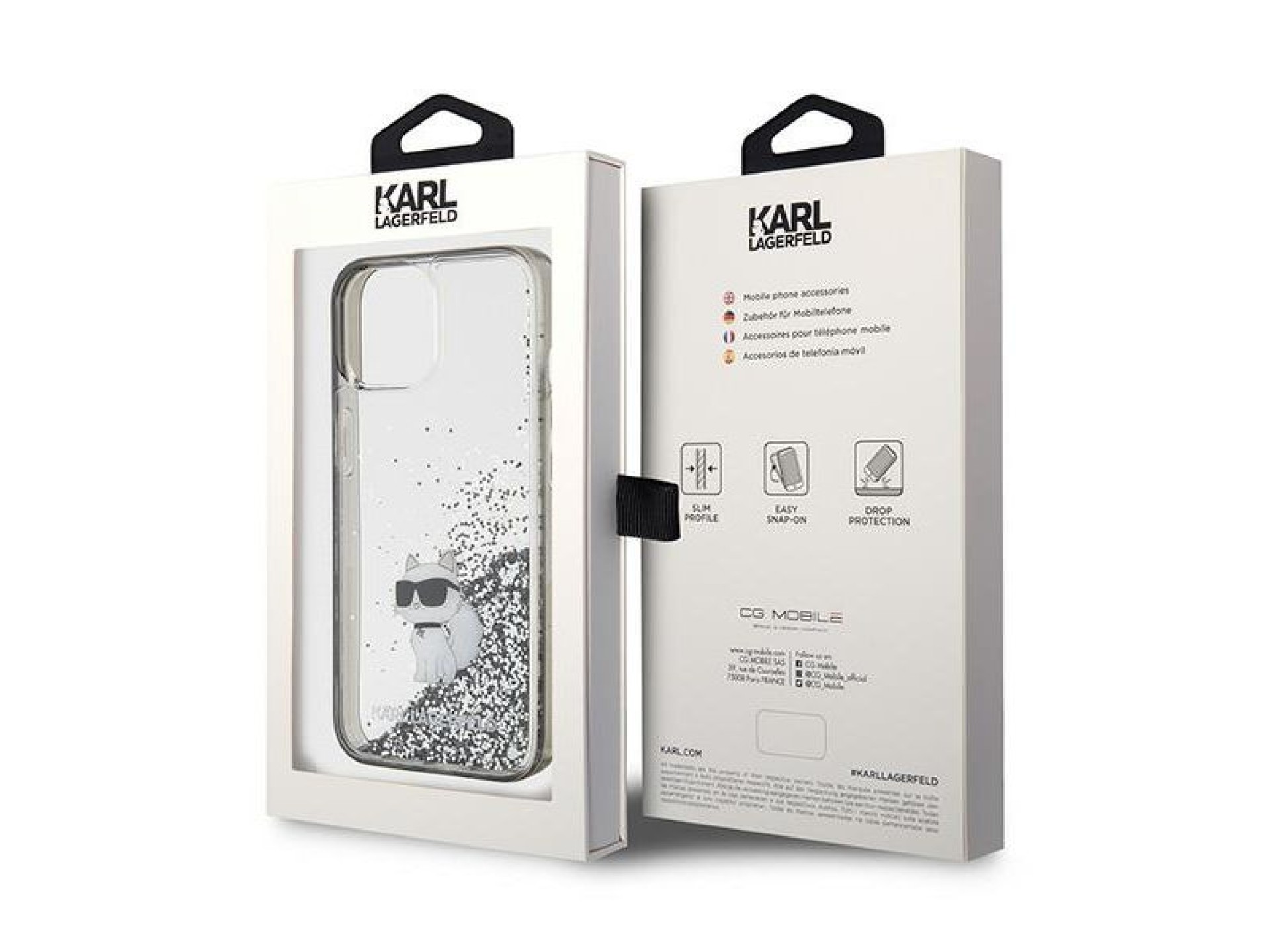 Funda Karl Lagerfeld Liquid Glitter Choupette para iPhone 15 - transparente