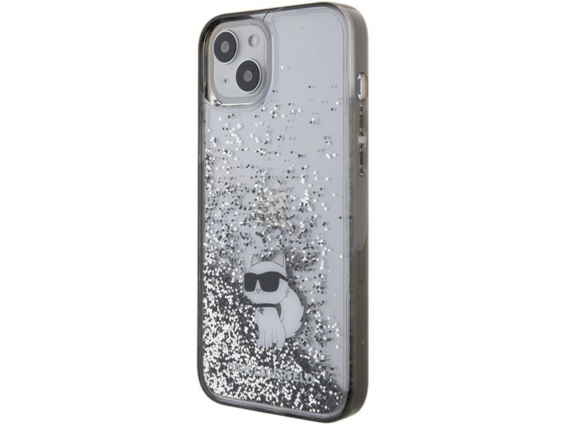 Capa transparente Karl Lagerfeld Liquid Glitter Choupette para iPhone 15 Plus