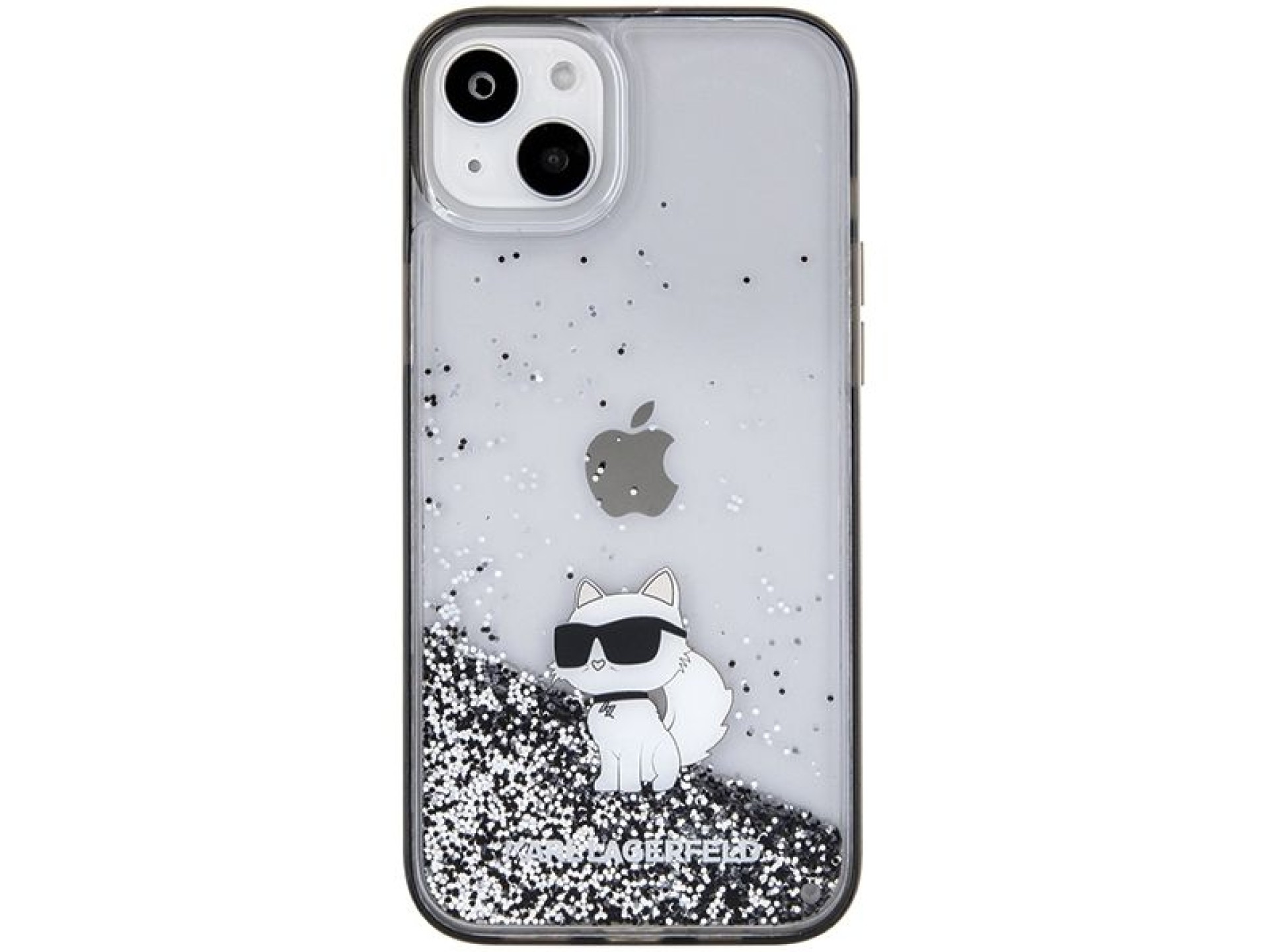 Capa transparente Karl Lagerfeld Liquid Glitter Choupette para iPhone 15 Plus