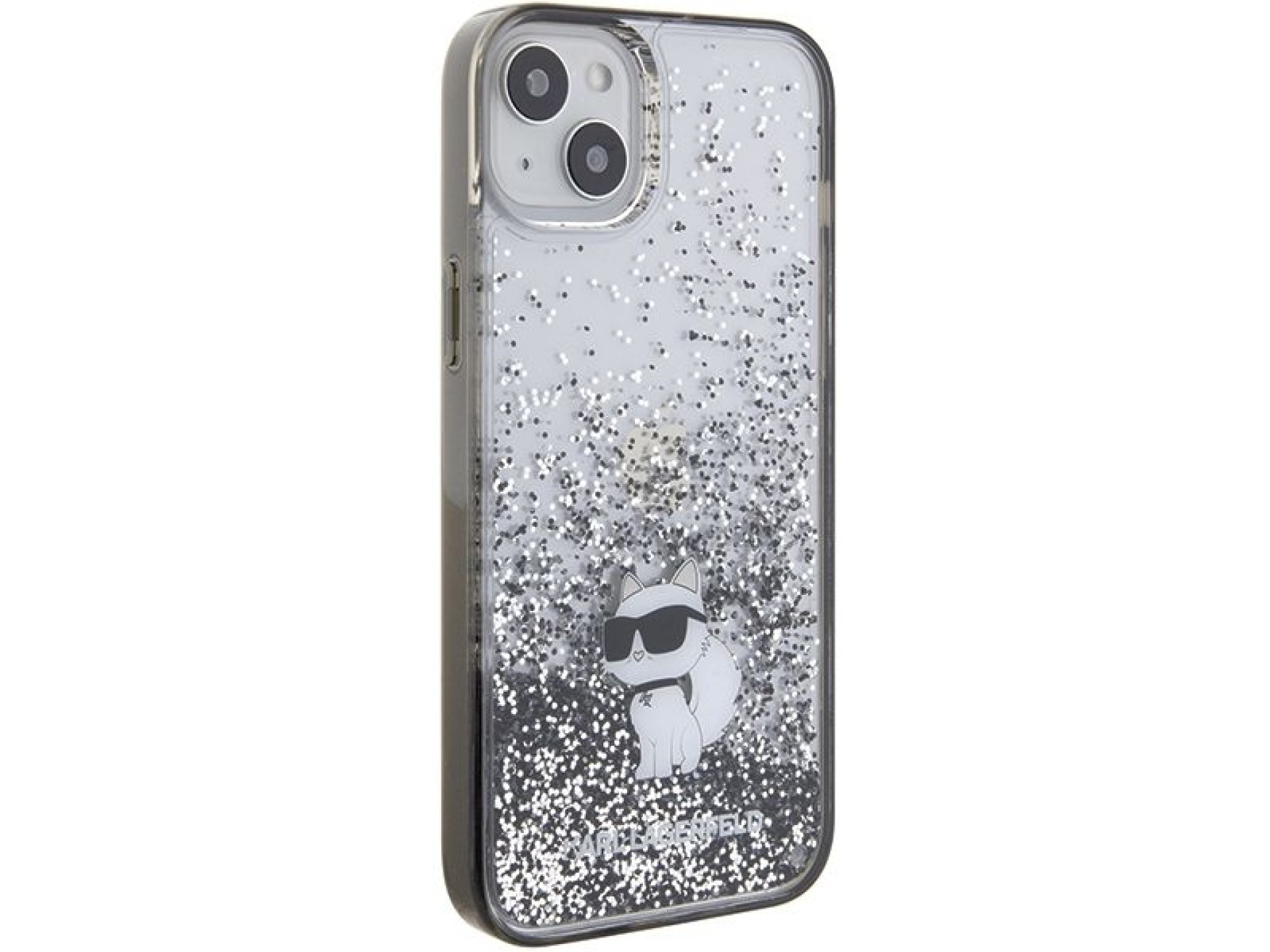 Capa transparente Karl Lagerfeld Liquid Glitter Choupette para iPhone 15 Plus