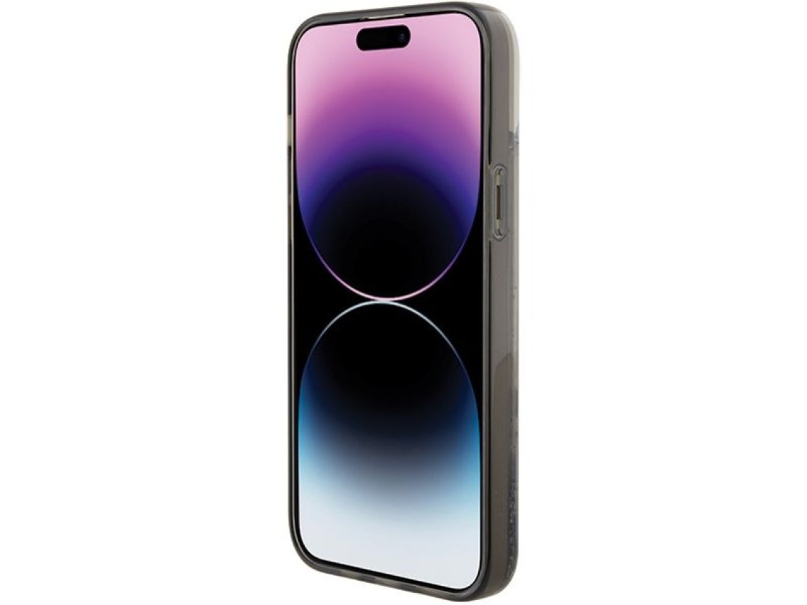 Capa transparente Karl Lagerfeld Liquid Glitter Choupette para iPhone 15 Plus
