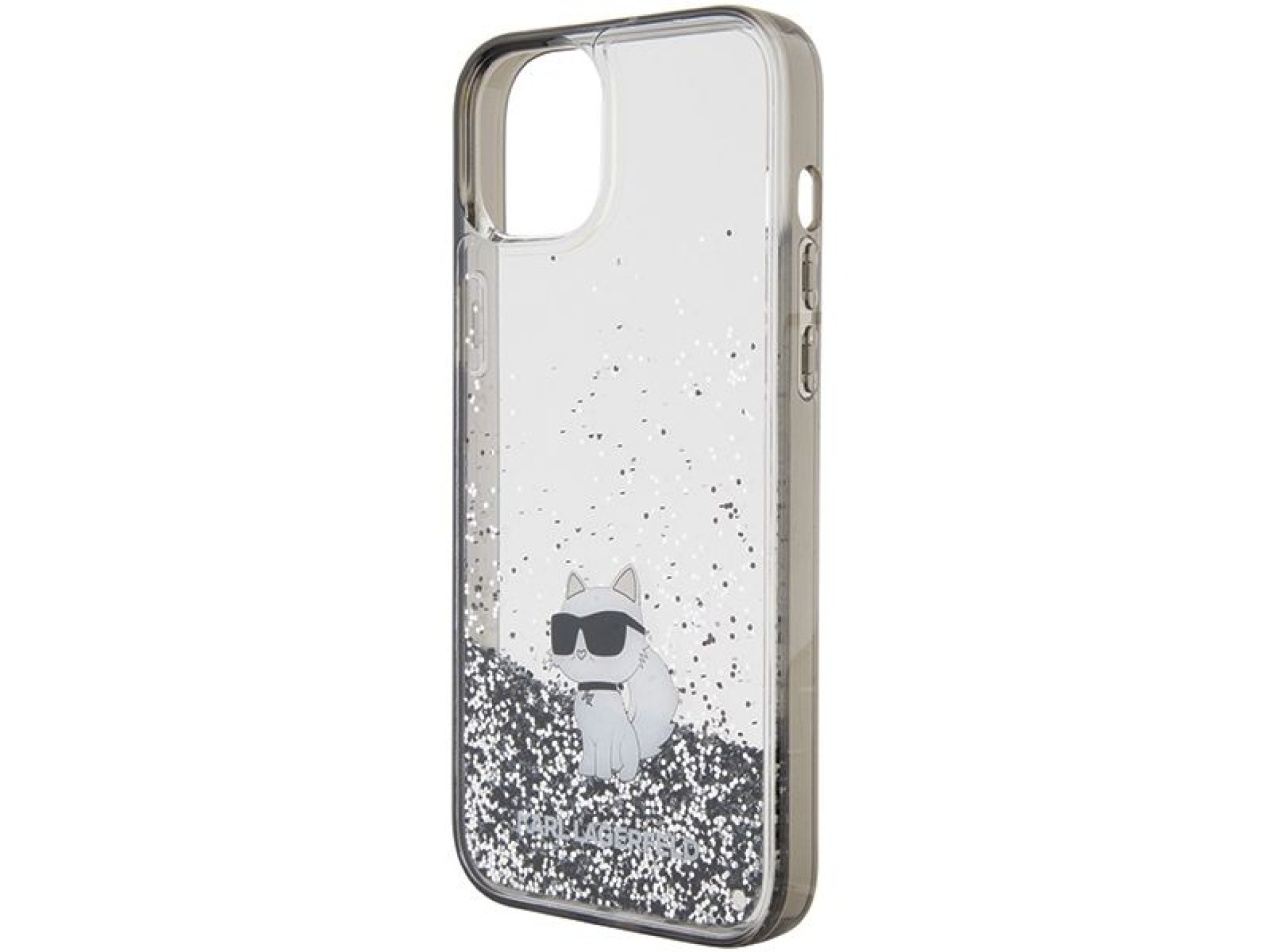 Capa transparente Karl Lagerfeld Liquid Glitter Choupette para iPhone 15 Plus