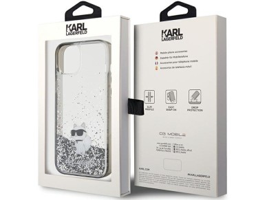 Karl Lagerfeld Liquid Glitter Choupette case for iPhone 15 Plus - transparent Karl Lagerfeld Liquid Glitter Choupette case for iPhone 15 Plus - transparent