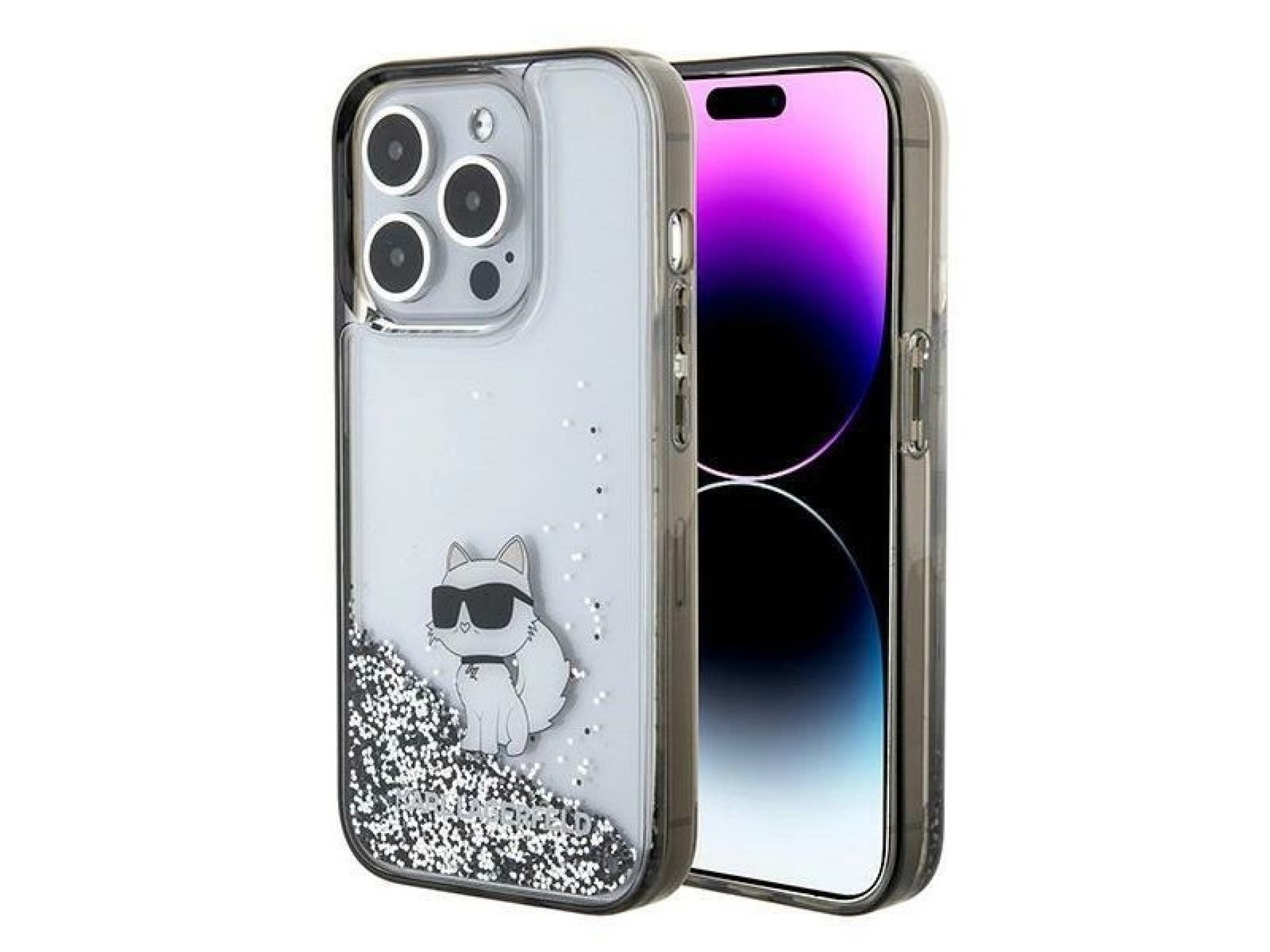 Karl Lagerfeld Liquid Glitter Choupette case for iPhone 15 Pro Max - transparent