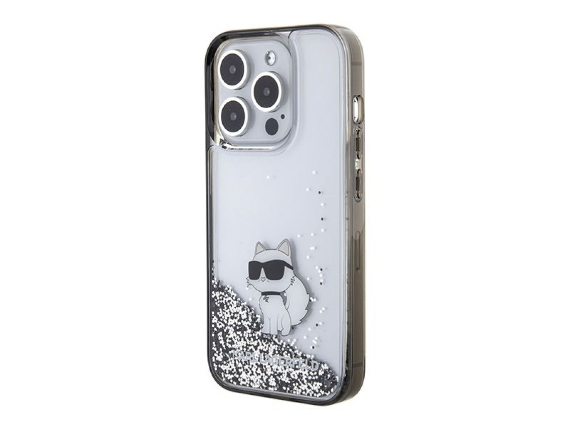 Karl Lagerfeld Liquid Glitter Choupette case for iPhone 15 Pro Max - transparent