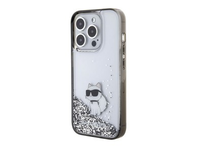 Karl Lagerfeld Liquid Glitter Choupette case for iPhone 15 Pro Max - transparent