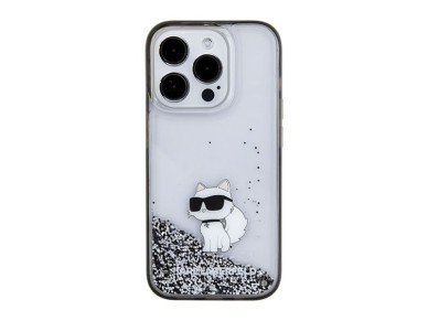 Karl Lagerfeld Liquid Glitter Choupette case for iPhone 15 Pro Max - transparent
