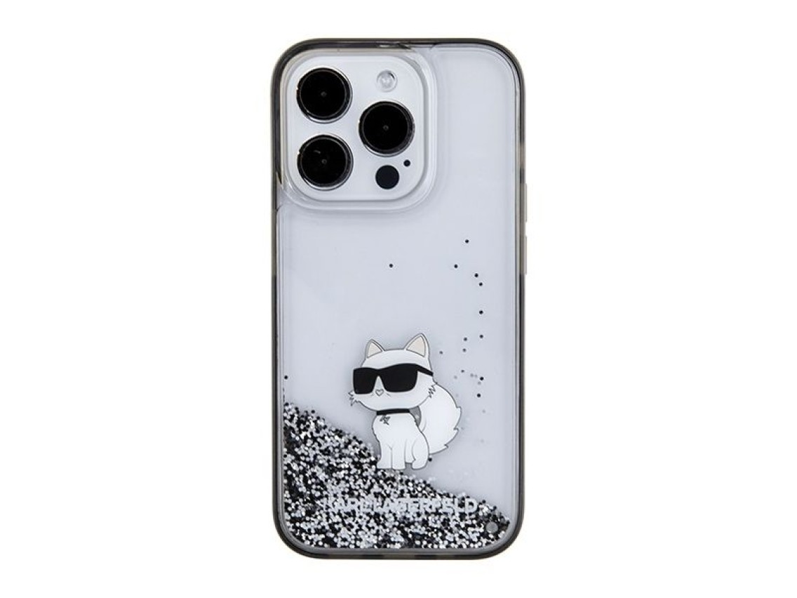 Karl Lagerfeld Liquid Glitter Choupette case for iPhone 15 Pro Max - transparent