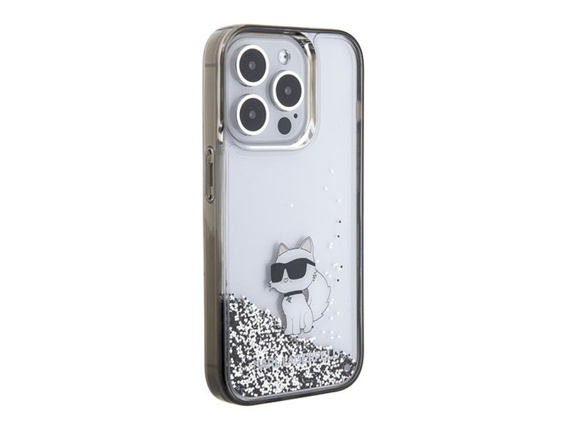 Karl Lagerfeld Liquid Glitter Choupette case for iPhone 15 Pro Max - transparent