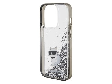 Karl Lagerfeld Liquid Glitter Choupette case for iPhone 15 Pro Max - transparent
