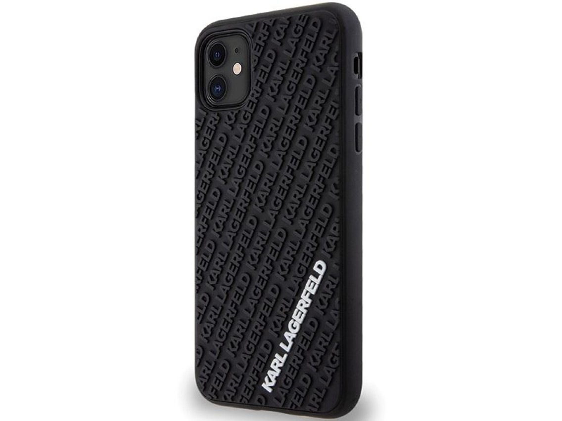 Karl Lagerfeld KLHCN613DMKRLK iPhone 11 / Xr 6.1" negro/negro carcasa rígida 3D de goma con múltiple