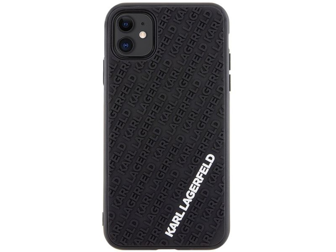 Karl Lagerfeld KLHCN613DMKRLK iPhone 11 / Xr 6.1" negro/negro carcasa rígida 3D de goma con múltiple