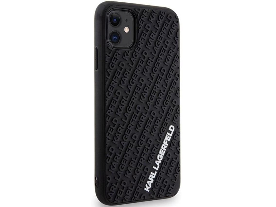 Karl Lagerfeld KLHCN613DMKRLK iPhone 11 / Xr 6.1" negro/negro carcasa rígida 3D de goma con múltiple