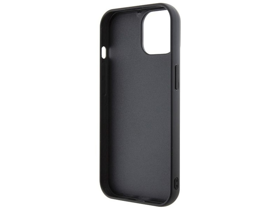 Capa Karl Lagerfeld 3D emborrachada com vários logotipos para iPhone 15 - preta