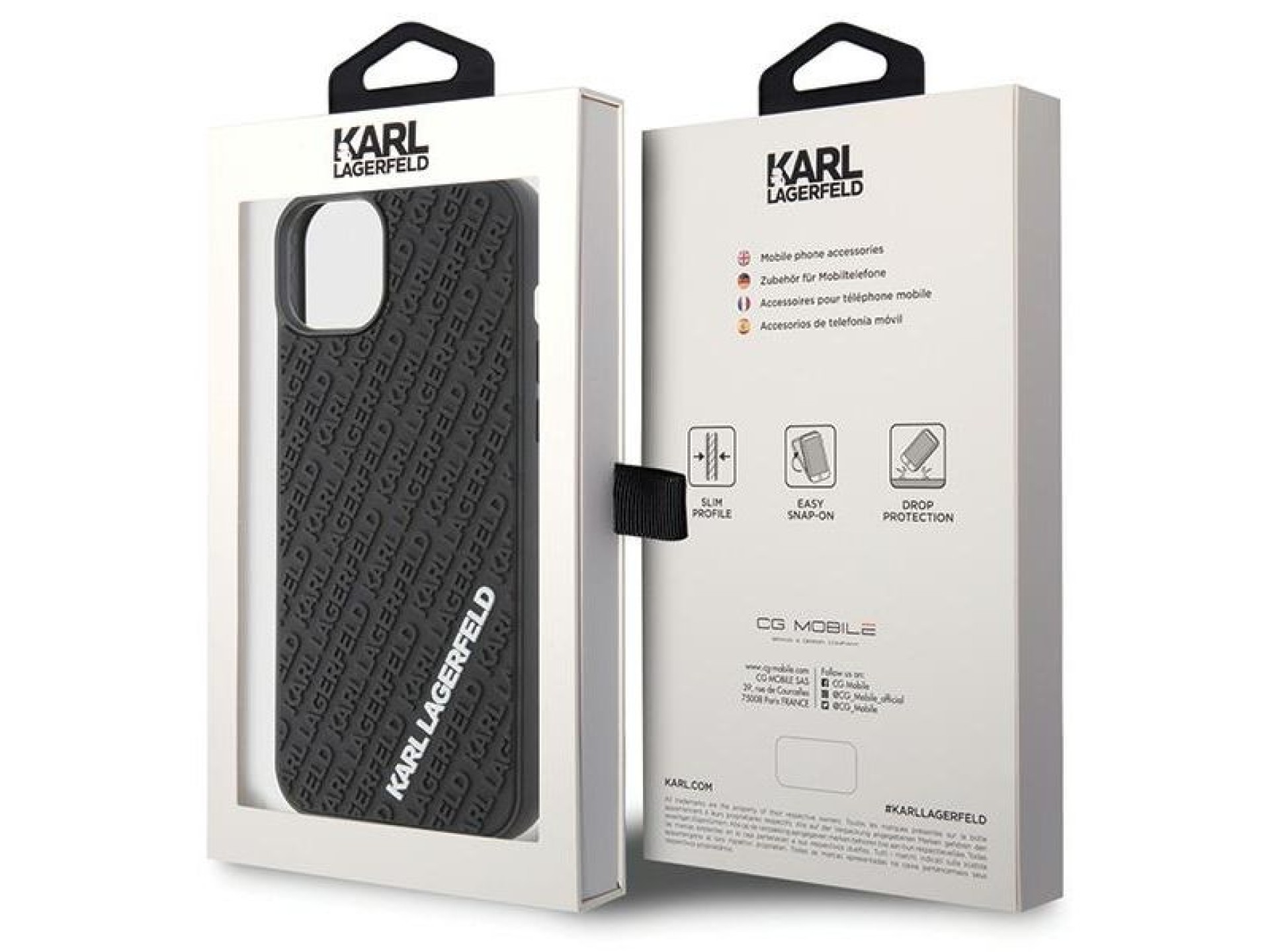 Karl Lagerfeld 3D Rubber Multi Logo case for iPhone 15 Plus - black