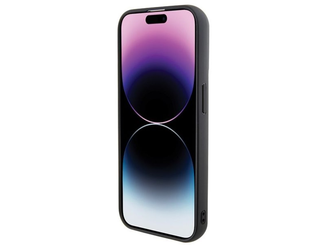 Capa Karl Lagerfeld 3D emborrachada com m�ltiplos logotipos para iPhone 15 Pro - preta
