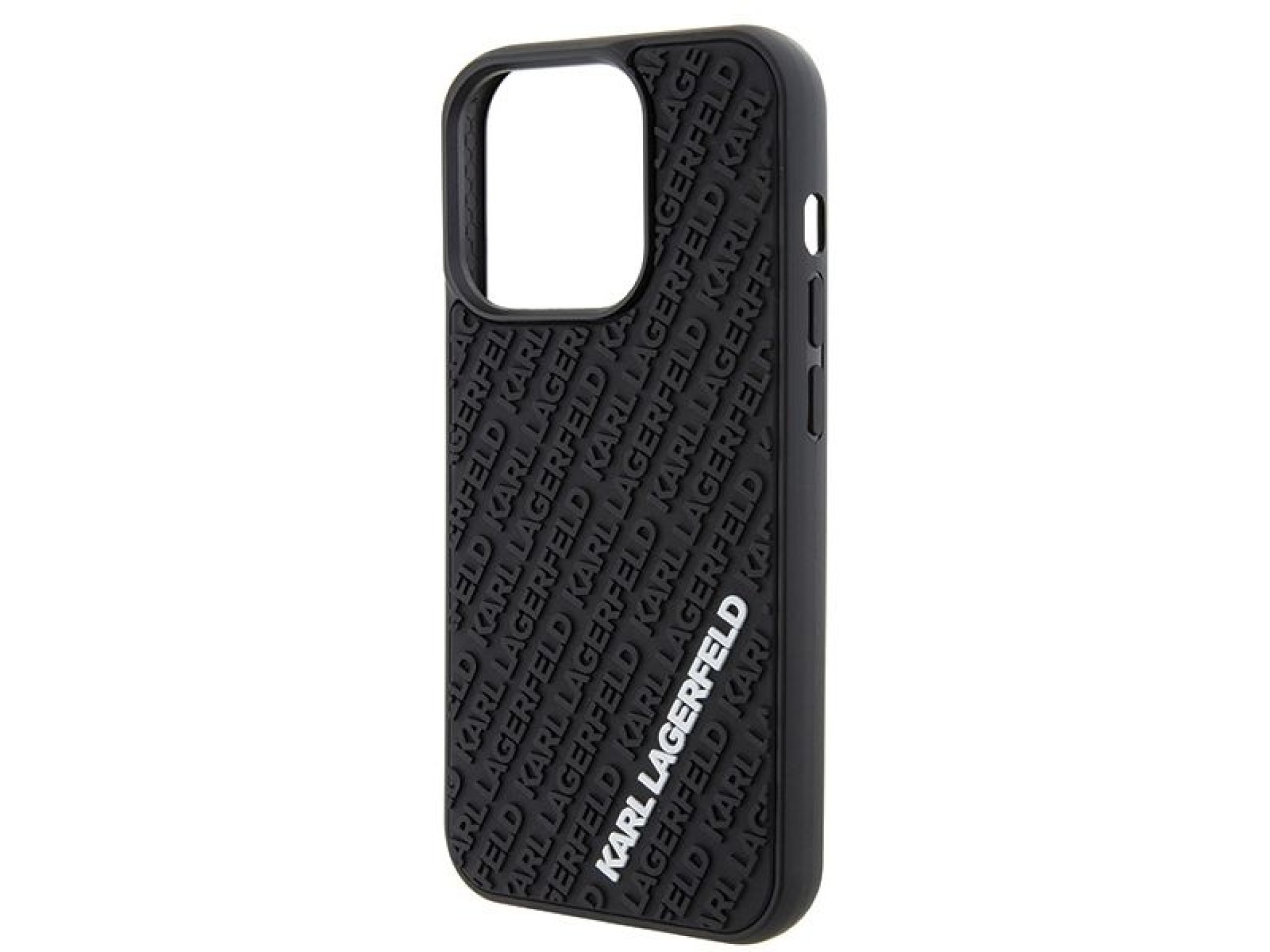 Capa Karl Lagerfeld 3D emborrachada com múltiplos logotipos para iPhone 15 Pro - preta