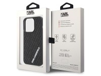 Capa Karl Lagerfeld 3D emborrachada com m�ltiplos logotipos para iPhone 15 Pro - preta