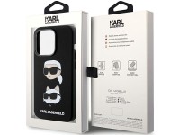 Capa de silicone Karl Lagerfeld Karl&Choupette Head para iPhone 15 Pro - preta Capa de silicone Karl Lagerfeld Karl&Choupette Head para iPhone 15 Pro - preta