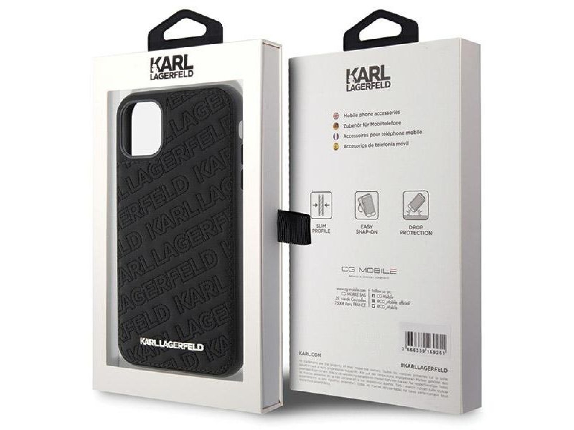 Funda Karl Lagerfeld con estampado acolchado K para iPhone 11 / Xr - negra