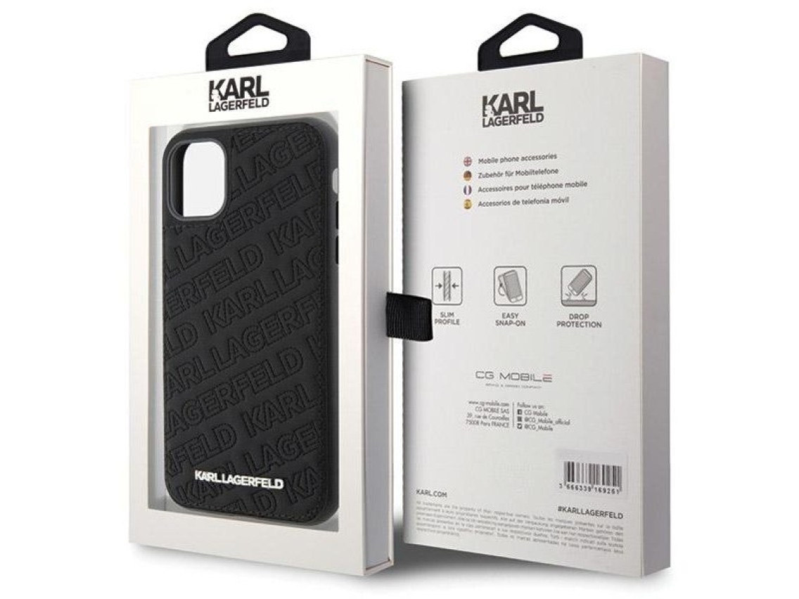 Funda Karl Lagerfeld con estampado acolchado K para iPhone 11 / Xr - negra