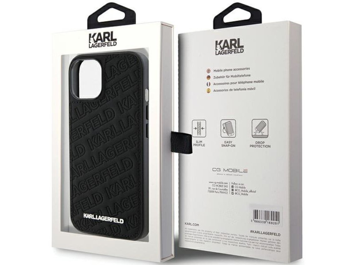 Karl Lagerfeld Quilted K Pattern case for iPhone 15 - black