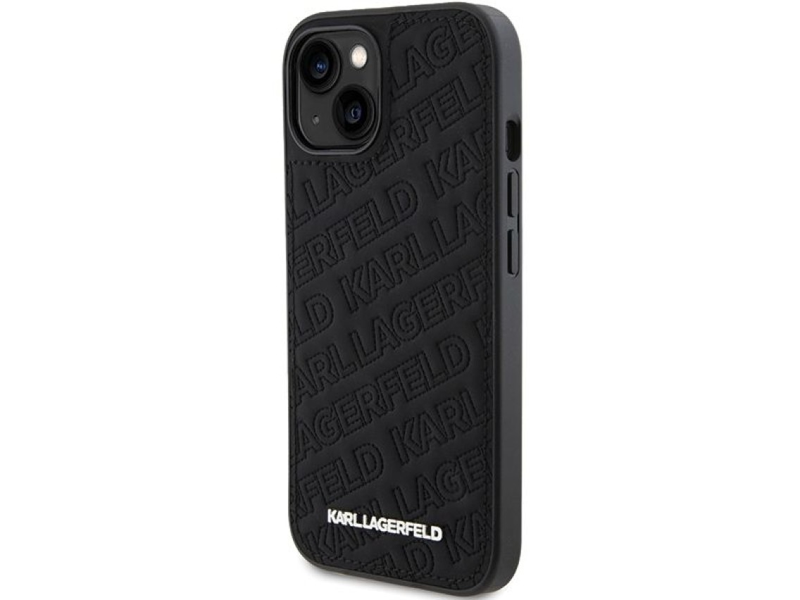 Capa Karl Lagerfeld com padrão K acolchoado para iPhone 15 Plus / 14 Plus - preta