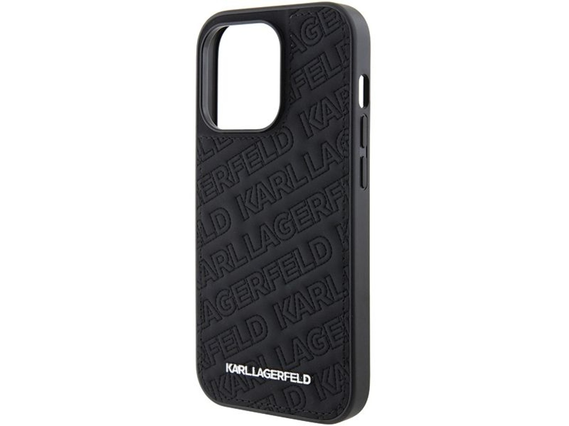 Capa para iPhone 15 Pro com estampa matelassê em K de Karl Lagerfeld - Preta