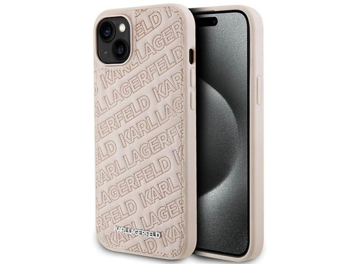 Karl Lagerfeld Quilted K Pattern case for iPhone 15 Plus / 14 Plus - pink