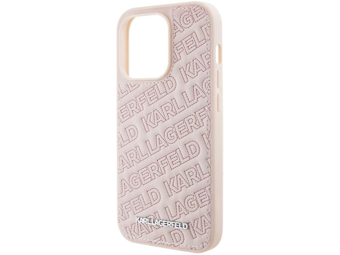 Karl Lagerfeld Quilted K Pattern case for iPhone 15 Pro Max - pink