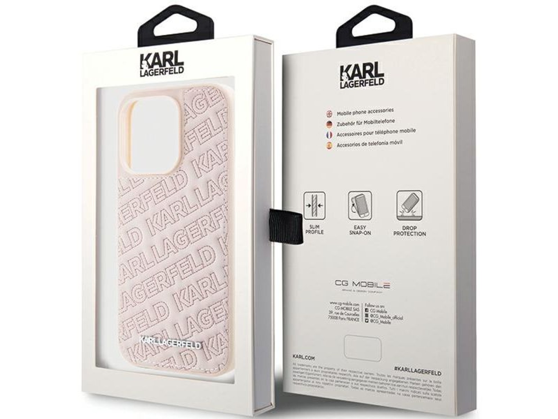 Karl Lagerfeld Quilted K Pattern case for iPhone 15 Pro Max - pink