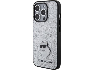 Karl Lagerfeld Fixed Glitter Choupette Logo Metal Pin Case for iPhone 15 Pro Max - Silver Karl Lagerfeld Fixed Glitter Choupette Logo Metal Pin Case for iPhone 15 Pro Max - Silver