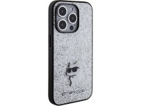 Capa para iPhone 15 Pro Max com alfinete metálico e logo Choupette fixo com glitter de Karl Lagerfel Capa para iPhone 15 Pro Max com alfinete metálico e logo Choupette fixo com glitter de Karl Lagerfel