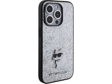 Karl Lagerfeld Fixed Glitter Choupette Logo Metal Pin Case for iPhone 15 Pro Max - Silver Karl Lagerfeld Fixed Glitter Choupette Logo Metal Pin Case for iPhone 15 Pro Max - Silver