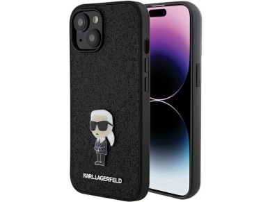 Funda Karl Lagerfeld Fixed Glitter Ikonik Logo Metal Pin para iPhone 15 - negra Funda Karl Lagerfeld Fixed Glitter Ikonik Logo Metal Pin para iPhone 15 - negra