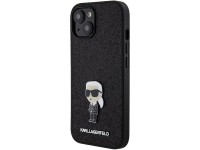 Capa para iPhone 15 com alfinete de metal e logo Karl Lagerfeld Fixed Glitter Ikonik - preta Capa para iPhone 15 com alfinete de metal e logo Karl Lagerfeld Fixed Glitter Ikonik - preta