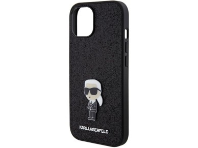 Funda Karl Lagerfeld Fixed Glitter Ikonik Logo Metal Pin para iPhone 15 - negra Funda Karl Lagerfeld Fixed Glitter Ikonik Logo Metal Pin para iPhone 15 - negra