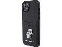 Capa para iPhone 15 com alfinete metálico Karl Lagerfeld Saffiano Cardslot Karl&Choupette - preta Capa para iPhone 15 com alfinete metálico Karl Lagerfeld Saffiano Cardslot Karl&Choupette - preta
