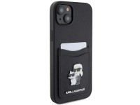 Capa para iPhone 15 com alfinete metálico Karl Lagerfeld Saffiano Cardslot Karl&Choupette - preta Capa para iPhone 15 com alfinete metálico Karl Lagerfeld Saffiano Cardslot Karl&Choupette - preta