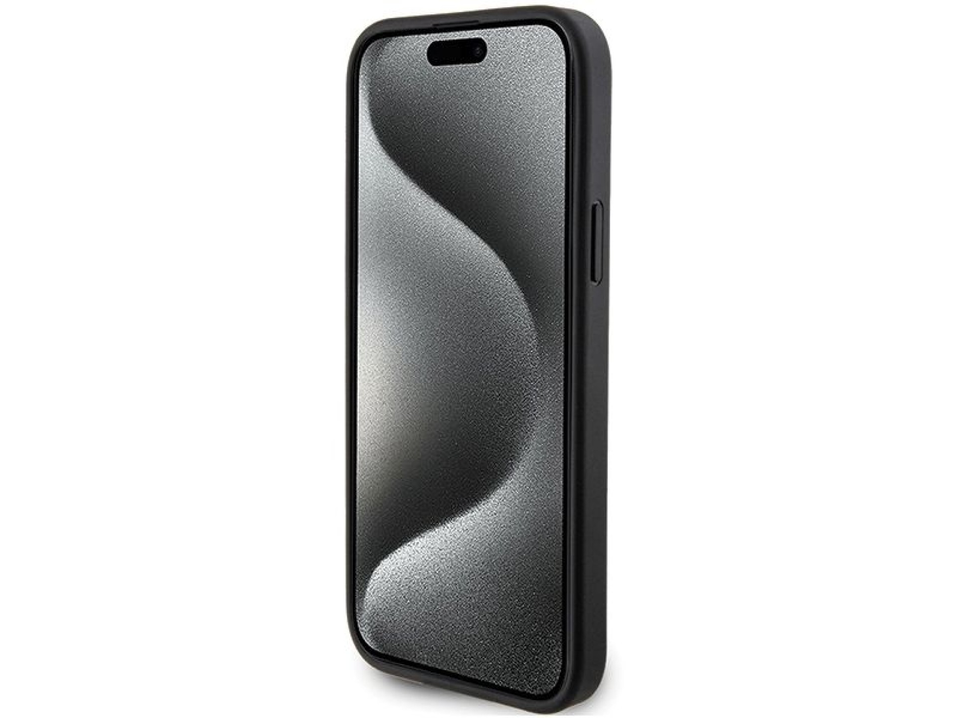 Capa para iPhone 15 com alfinete metálico Karl Lagerfeld Saffiano Cardslot Karl&Choupette - preta