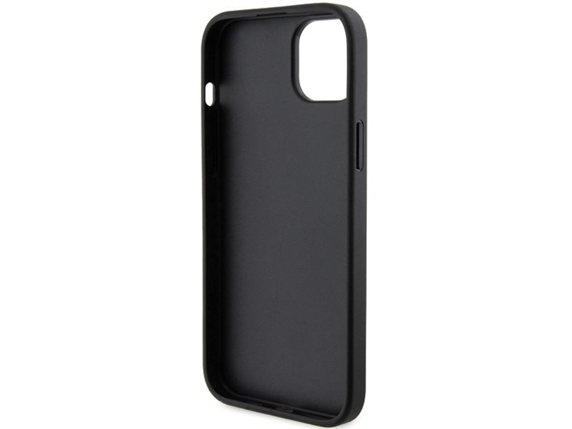 Capa para iPhone 15 com alfinete metálico Karl Lagerfeld Saffiano Cardslot Karl&Choupette - preta