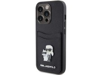 Funda Karl Lagerfeld Saffiano Cardslot Karl&Choupette con pin metálico para iPhone 15 Pro - negra Funda Karl Lagerfeld Saffiano Cardslot Karl&Choupette con pin metálico para iPhone 15 Pro - negra