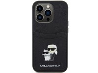 Funda Karl Lagerfeld Saffiano Cardslot Karl&Choupette con pin metálico para iPhone 15 Pro - negra Funda Karl Lagerfeld Saffiano Cardslot Karl&Choupette con pin metálico para iPhone 15 Pro - negra