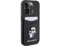 Funda Karl Lagerfeld Saffiano Cardslot Karl&Choupette con pin metálico para iPhone 15 Pro - negra Funda Karl Lagerfeld Saffiano Cardslot Karl&Choupette con pin metálico para iPhone 15 Pro - negra